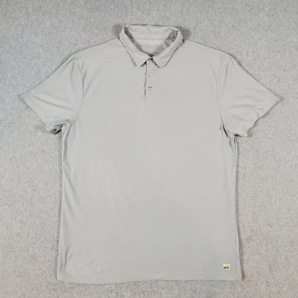 Vuori Strato Tech Polo Shirt Mens Large Light Gray V188 Short Sleeve Performance